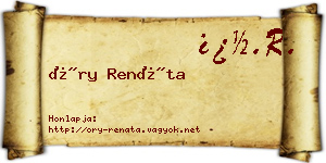 Őry Renáta névjegykártya